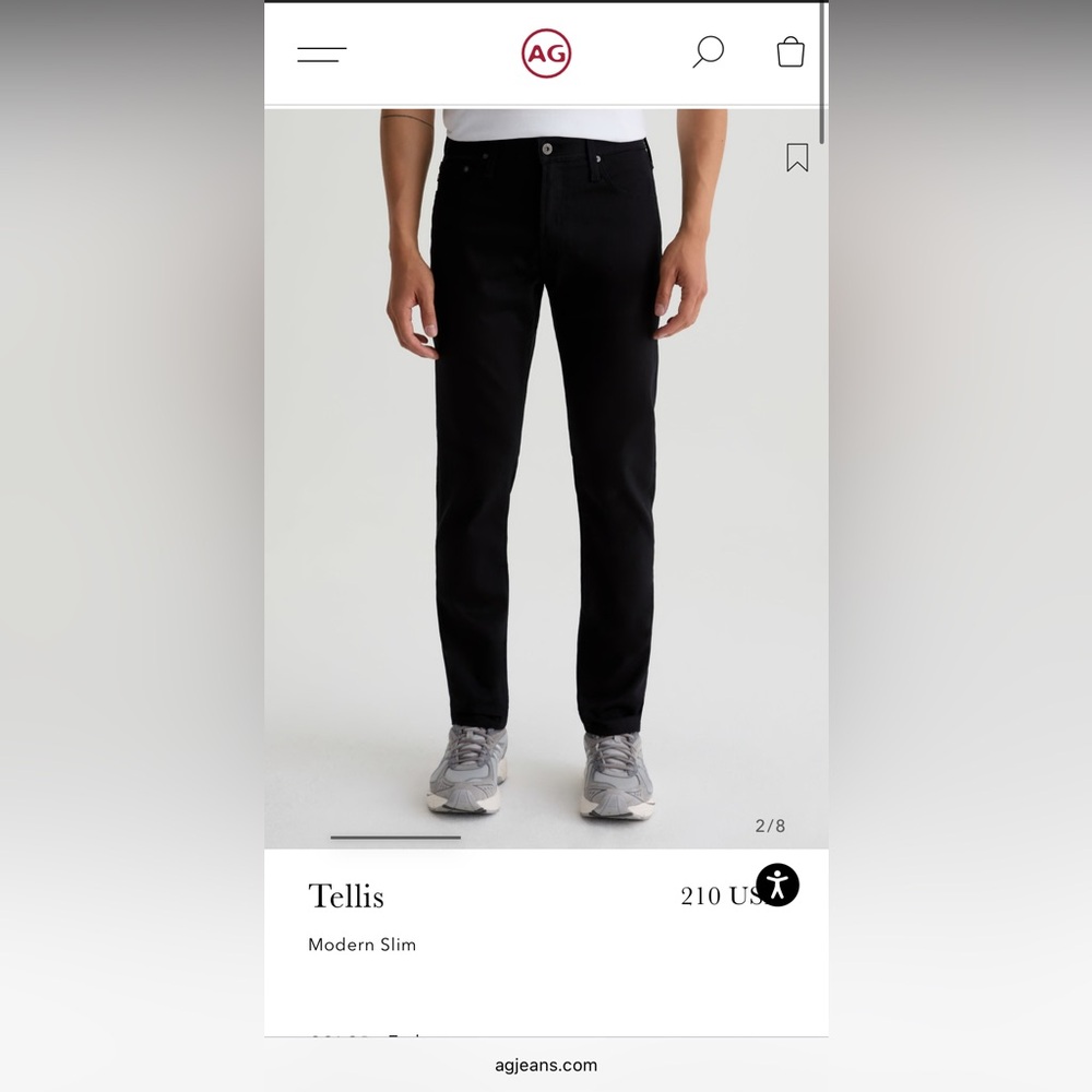 AG brand The Tellis Modern Slim Men's Black Jeans size 32x34